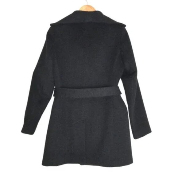 Calvin Klein Gray Shawl Collar Button Wrap Belted Wool Coat - Size 2 - Picture 3 of 7